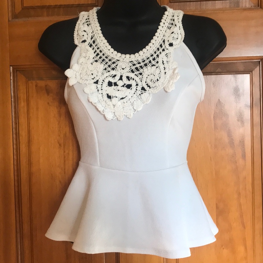 Charlotte Russe White Peplum Top